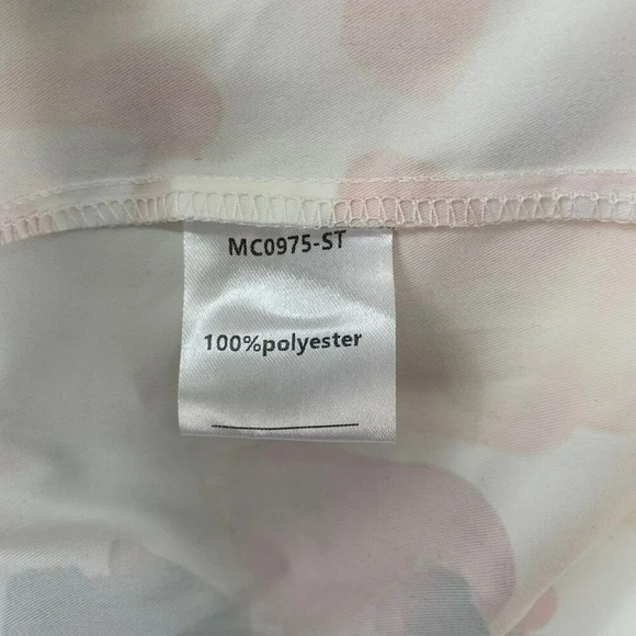 Double Crazy Mini Dress S White Pink Floral Sweetheart Cross Back Strap Tiered - Picture 9 of 10